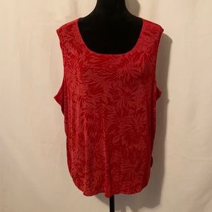 Citiknits Floral Print Tank, Ruby, 2X, New